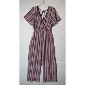 Xhilaration Jumpsuit Womens Medium Striped Wide Leg Pockets Boho Jumpsuit Romper